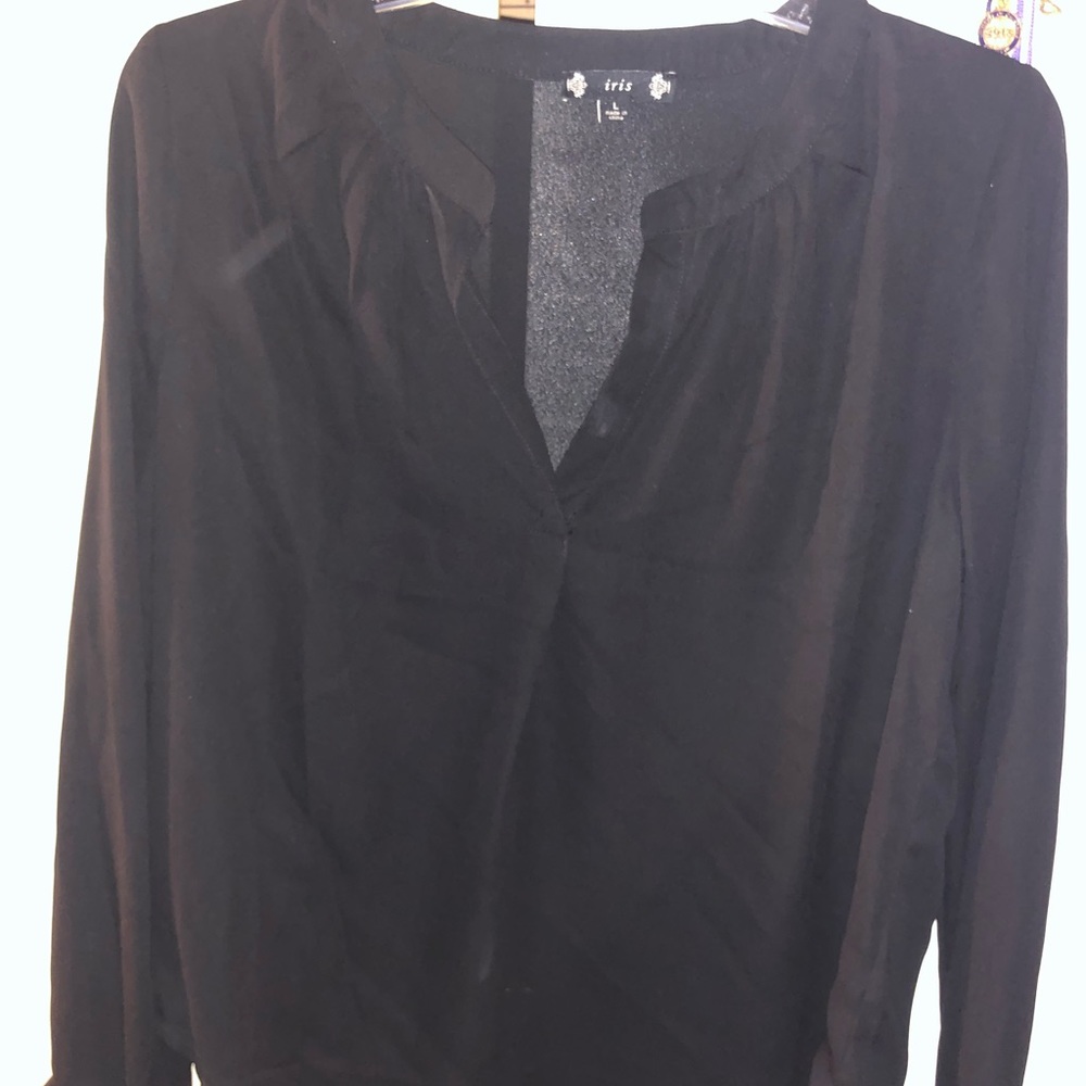 Black Chiffon long sleeve blouse